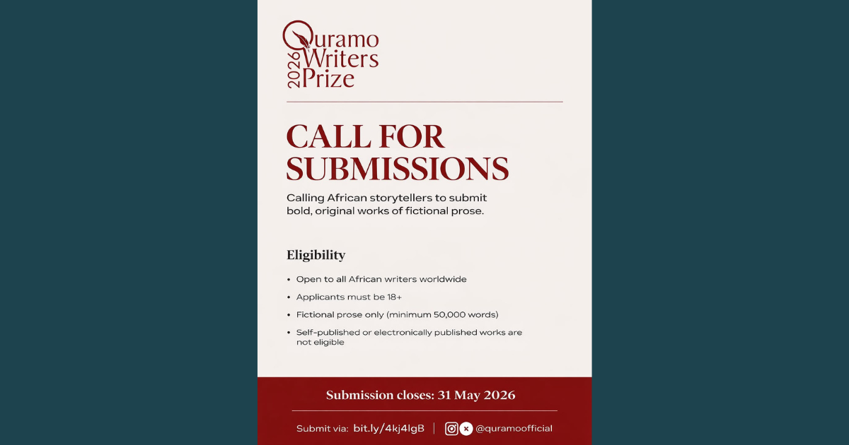 The Quramo Writers Prize Returns for Its Tenth Year | Deadline May 31, 2026.