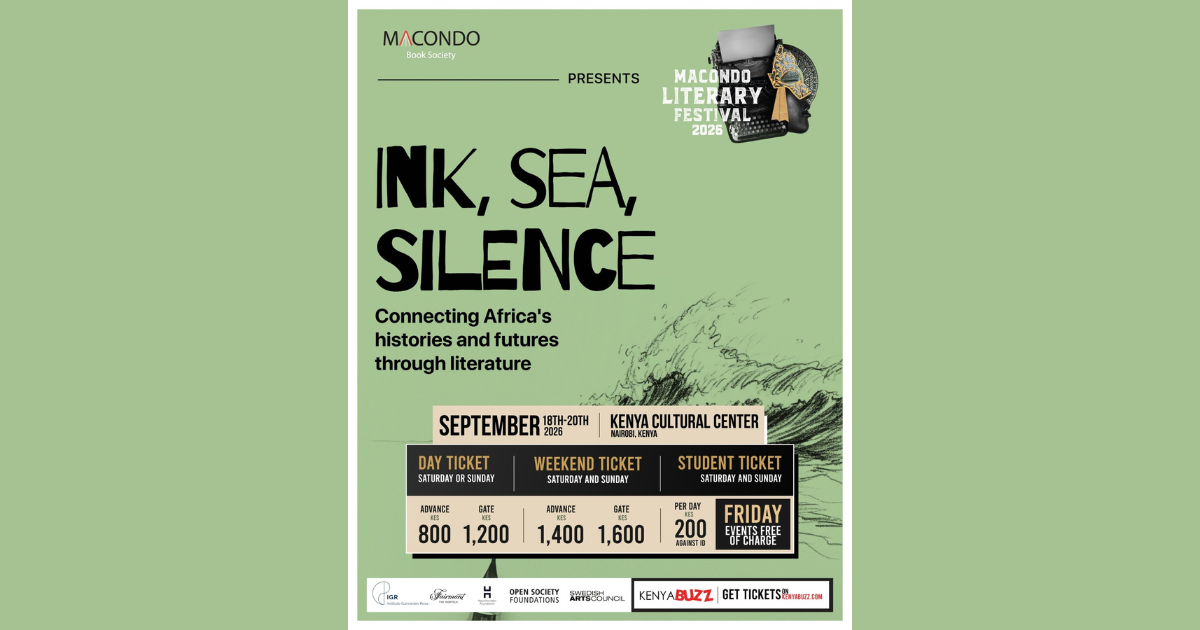 Macondo Literary Festival 2026, themed “Ink, Sea, Silence,” will take place in Nairobi from September 18–20, 2026
